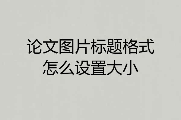 论文图片标题格式怎么设置大小