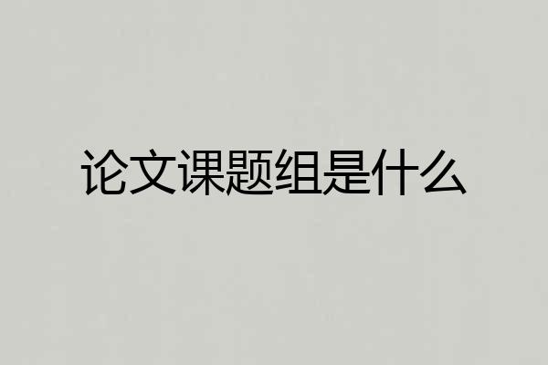 论文课题组是什么