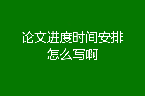 论文进度时间安排怎么写啊