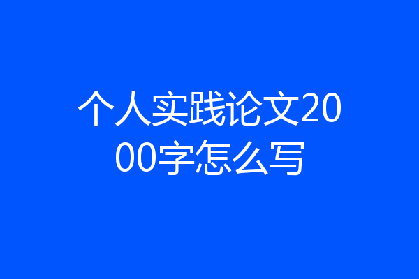 个人实践论文2000字怎么写