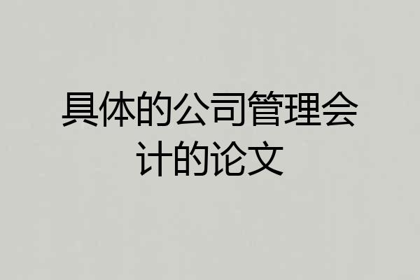 具体的公司管理会计的论文