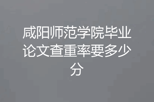咸阳师范学院毕业论文查重率要多少分