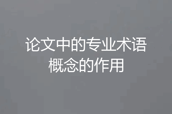 论文中的专业术语概念的作用