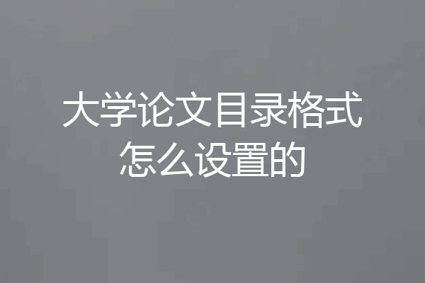 大学论文目录格式怎么设置的