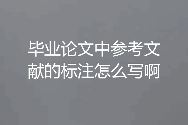 毕业论文中参考文献的标注怎么写啊