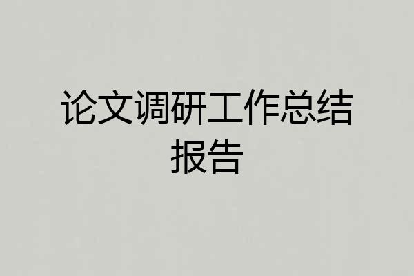 论文调研工作总结报告