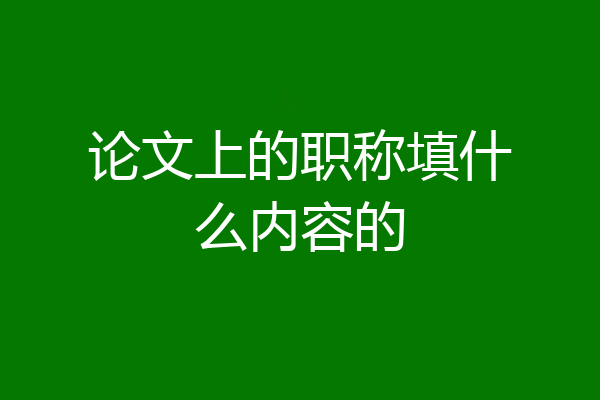 论文上的职称填什么内容的