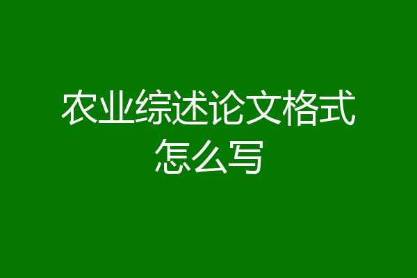 农业综述论文格式怎么写