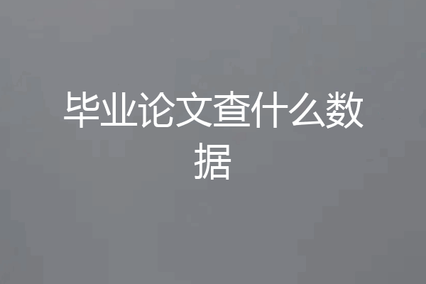 毕业论文查什么数据
