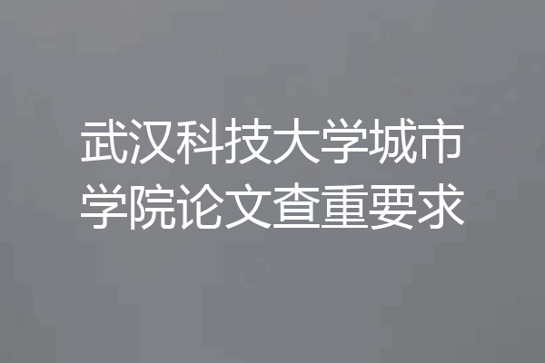 武汉科技大学城市学院论文查重要求