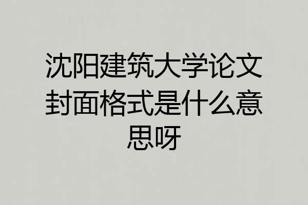 沈阳建筑大学论文封面格式是什么意思呀