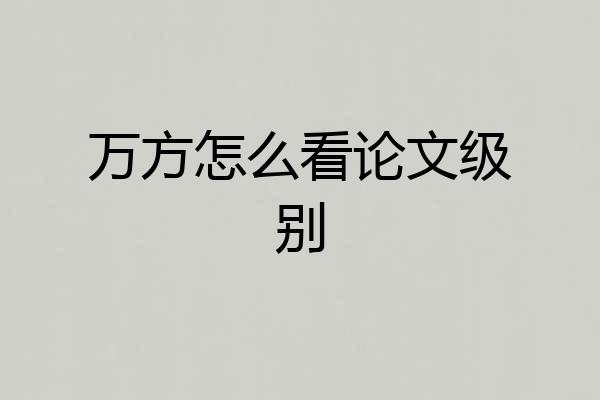 万方怎么看论文级别
