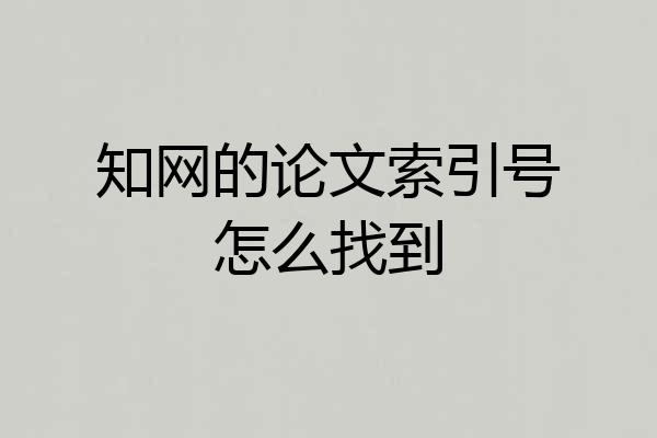 知网的论文索引号怎么找到