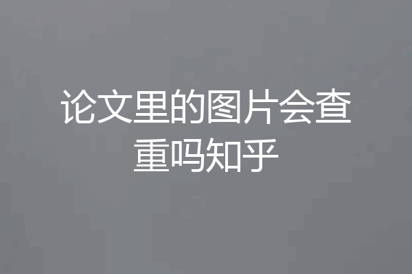 论文里的图片会查重吗知乎