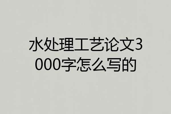 水处理工艺论文3000字怎么写的