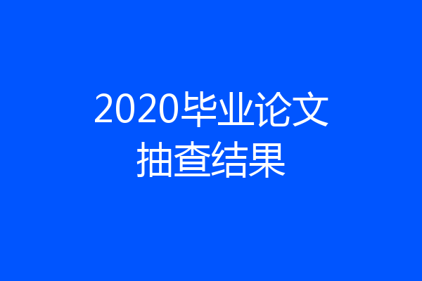 2020毕业论文抽查结果