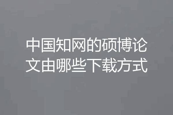 中国知网的硕博论文由哪些下载方式