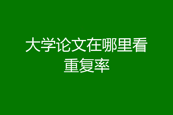 大学论文在哪里看重复率