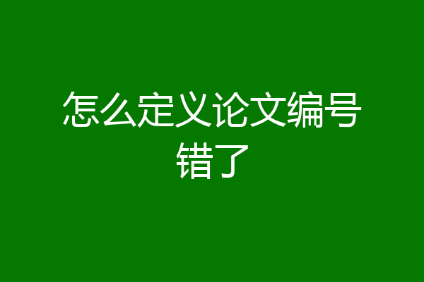 怎么定义论文编号错了