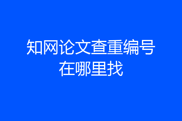 知网论文查重编号在哪里找