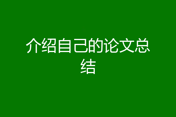 介绍自己的论文总结