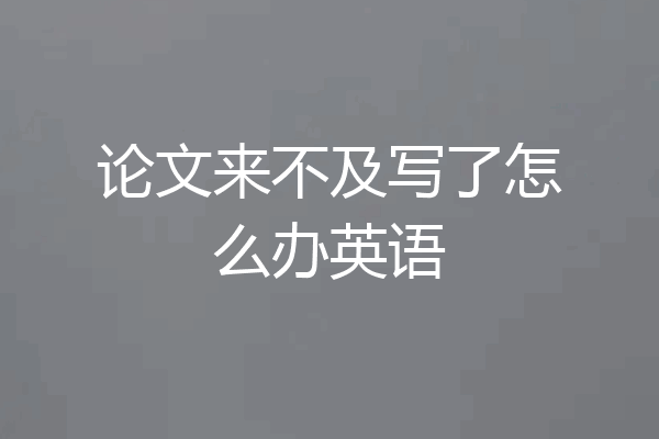 论文来不及写了怎么办英语