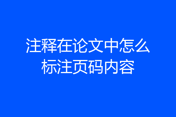 注释在论文中怎么标注页码内容