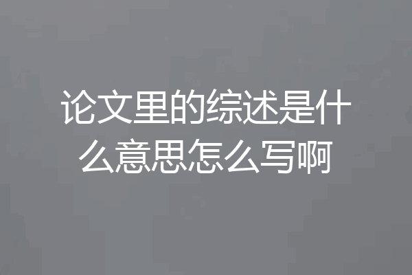 论文里的综述是什么意思怎么写啊