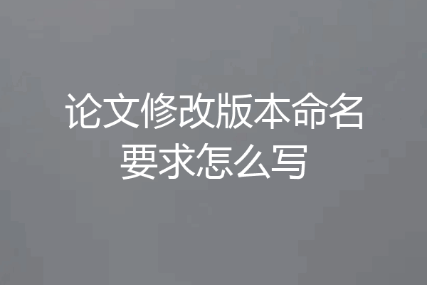论文修改版本命名要求怎么写