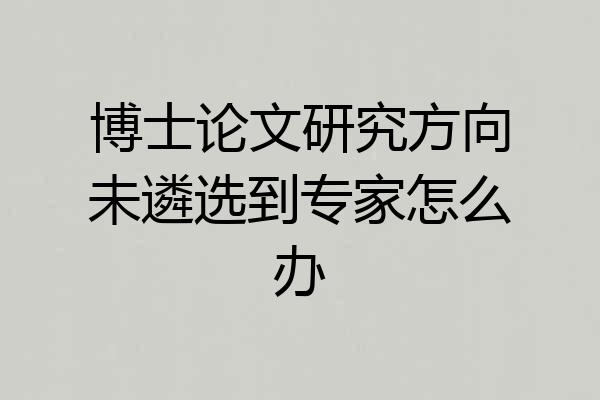 博士论文研究方向未遴选到专家怎么办