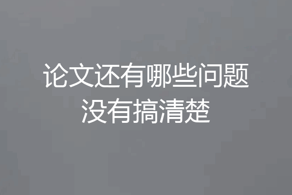 论文还有哪些问题没有搞清楚