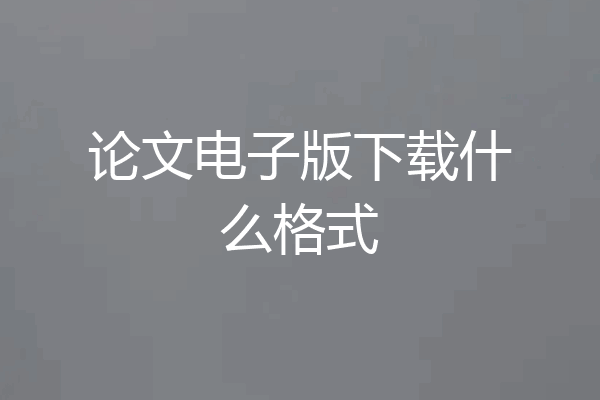论文电子版下载什么格式