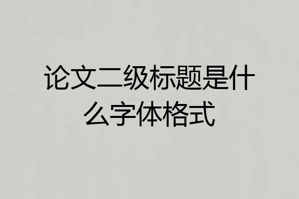论文二级标题是什么字体格式