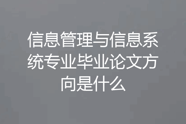 信息管理与信息系统专业毕业论文方向是什么