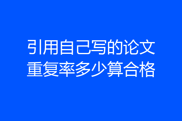 引用自己写的论文重复率多少算合格
