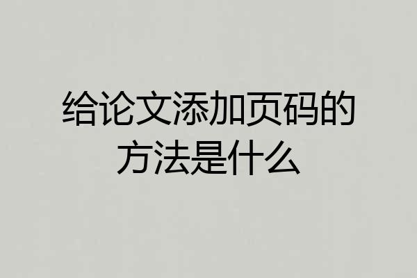 给论文添加页码的方法是什么