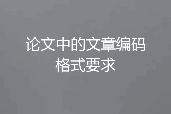 论文中的文章编码格式要求