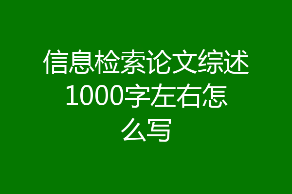 信息检索论文综述1000字左右怎么写
