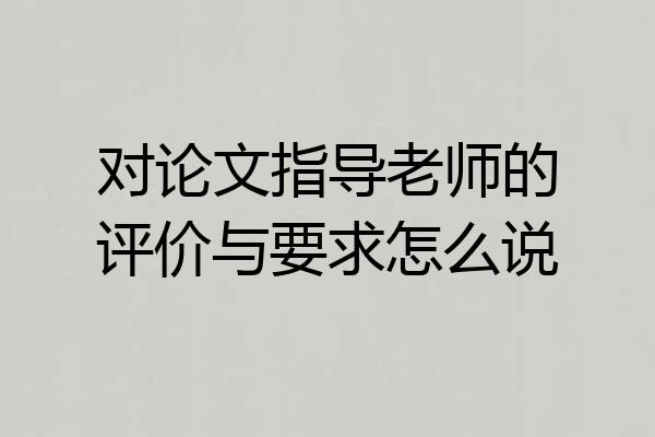 对论文指导老师的评价与要求怎么说