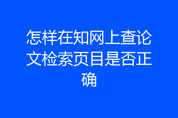 怎样在知网上查论文检索页目是否正确