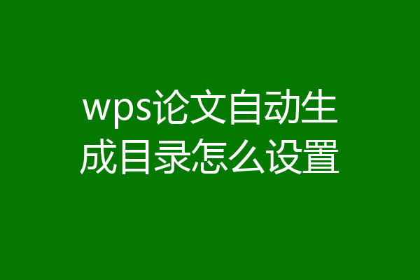 wps论文自动生成目录怎么设置
