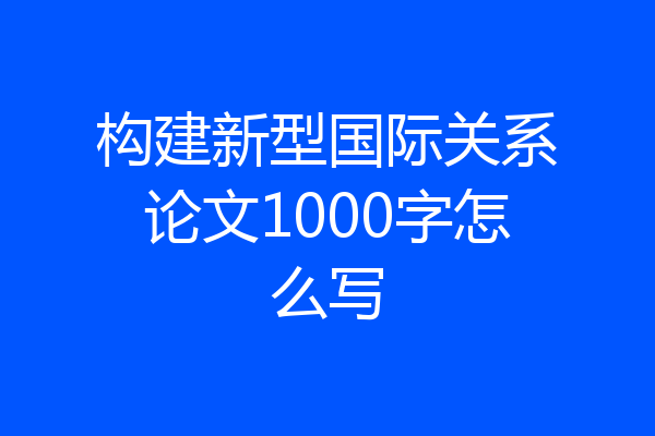 构建新型国际关系论文1000字怎么写