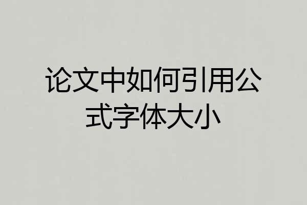论文中如何引用公式字体大小