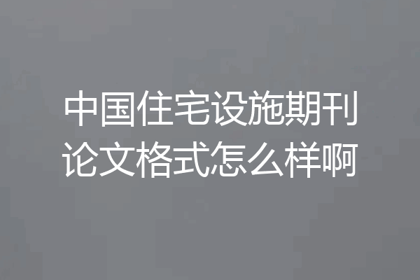 中国住宅设施期刊论文格式怎么样啊