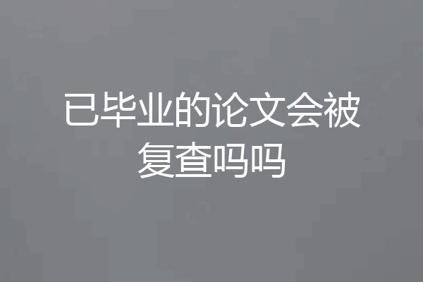 已毕业的论文会被复查吗吗