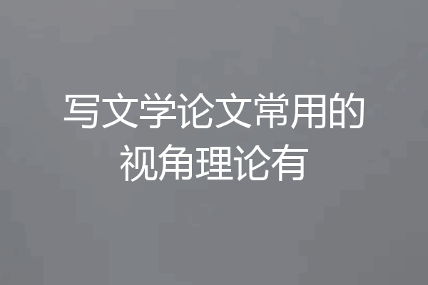 写文学论文常用的视角理论有