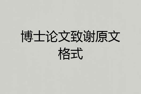 博士论文致谢原文格式