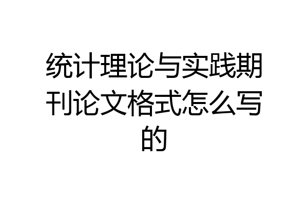 统计理论与实践期刊论文格式怎么写的