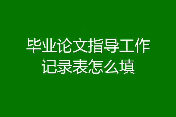毕业论文指导工作记录表怎么填