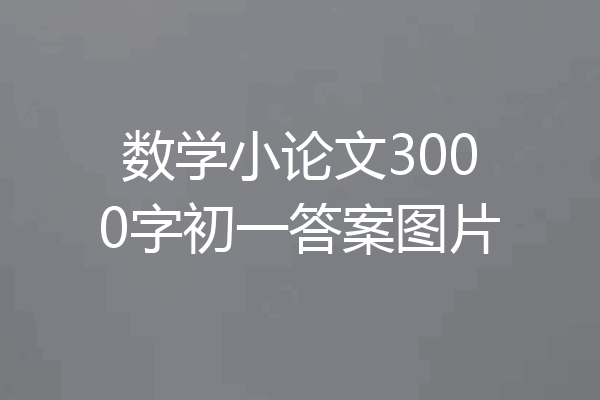 数学小论文3000字初一答案图片